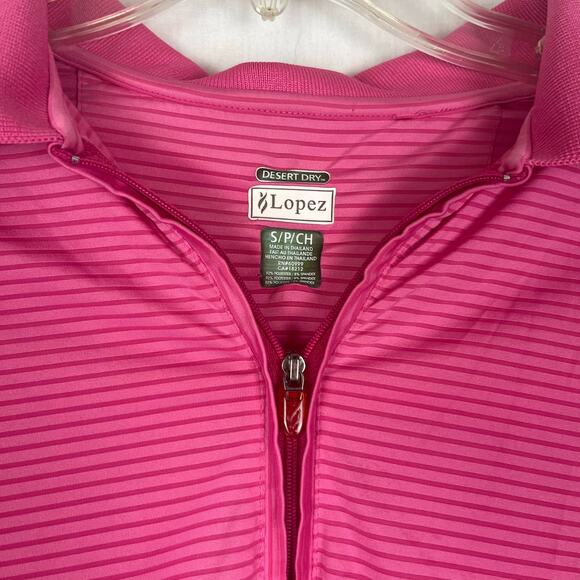 Lopez Desert Dry Pink Quarter Zip Striped Light Weight Collared Womens Golf Polo - Picture 3 of 5